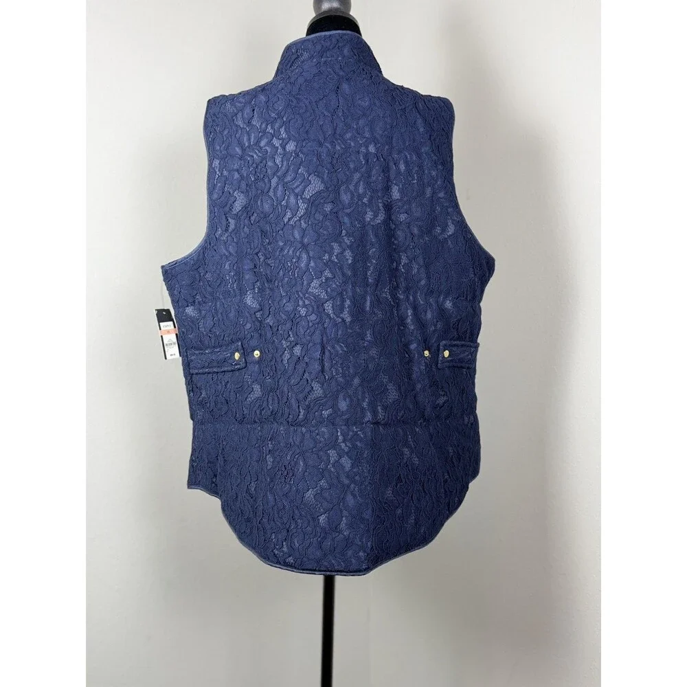 NWT Crown & Ivy Curvy Lace Vest – Navy Blue – Size 2x curvy - Picture 4 of 16